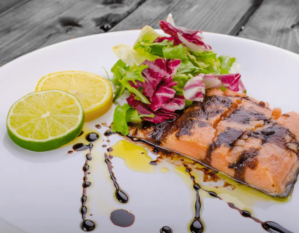 grilled salmon with balsamic drizzled on top