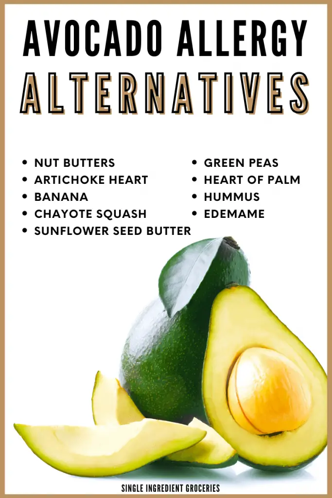 avocado allergy alternatives infographic with avocados displayed