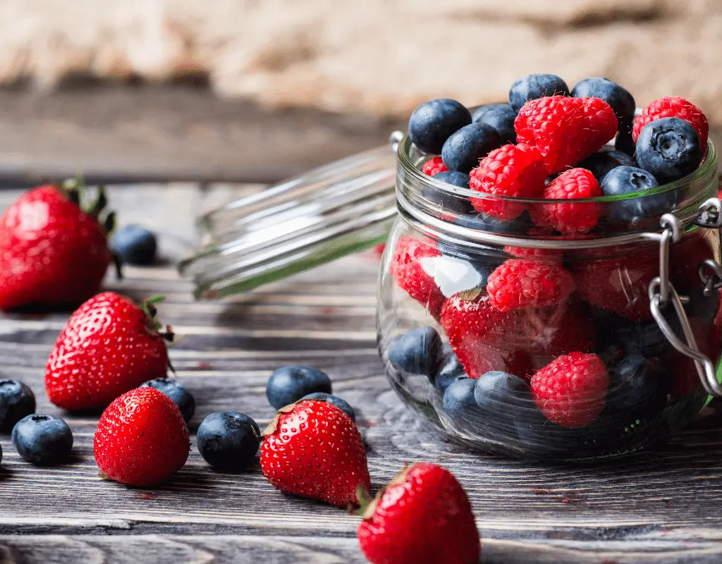 berries in a clear jar